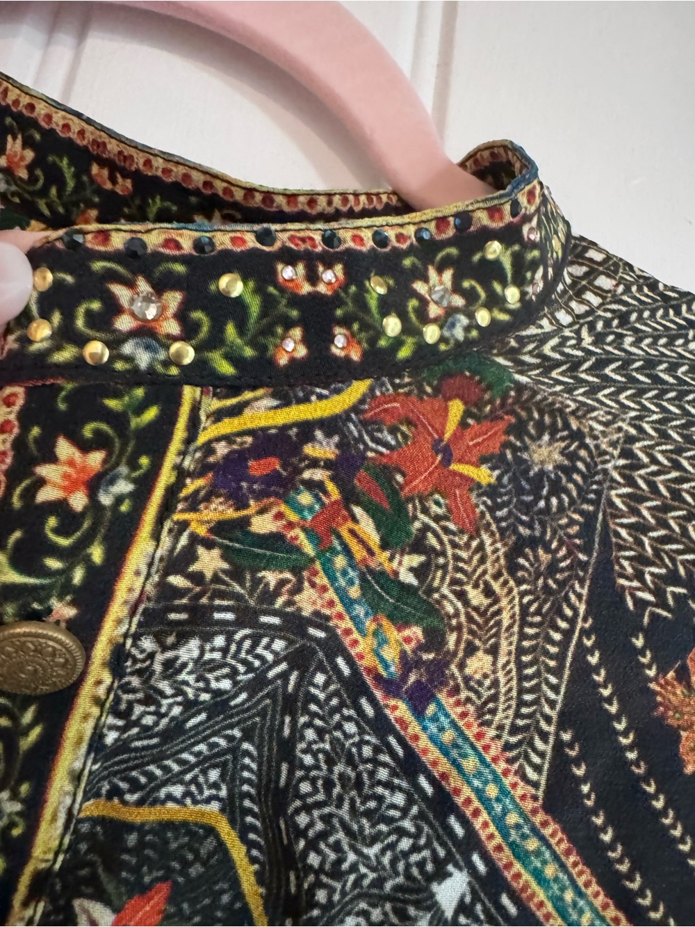 CAMILLA Mama Bakshi Silk Crystal Embellished Blouse Top Size S - Picture 6 of 15